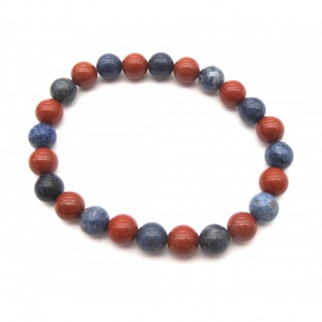 Kugel-Armband Jaspis rot Dumortieritquarz Kugel 8 mm
