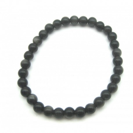 Kugel-Armband Obsidian Silber 6 mm