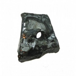 Rohstein Schungit (Steinkohle) front-gebohrt 1,5-2 cm