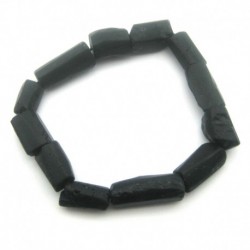 Rohstein-Armband Turmalin schwarz Kristalle abgetrommelt 1x2-2,5 cm