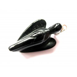 Engel-Anhänger Obsidian schwarz 2,5 mm Metall-Öse