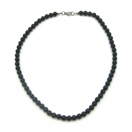Kugel-Kette Schungit (Steinkohle) 6 mm 45cm lang