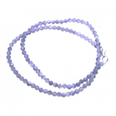 Kugel-Kette Amethyst facettiert 4 mm 45 cm lang 925er Silber