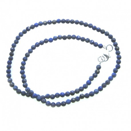 Kugel-Kette Lapislazuli facettiert 4 mm 45 cm lang 925er Silber