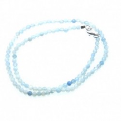 Kugel-Kette Mix Aquamarin Bergkristall facettiert 4 mm 45 cm lang 925 Silber