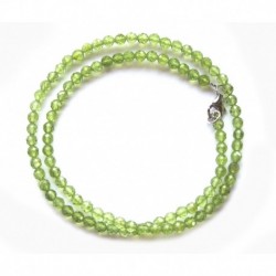 Kugel-Kette Peridot facettiert 4 mm 45 cm lang 925er Silber