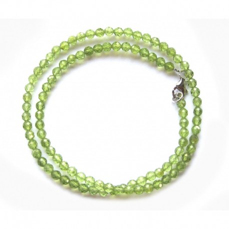 Kugel-Kette Peridot facettiert 4 mm 45 cm lang 925er Silber