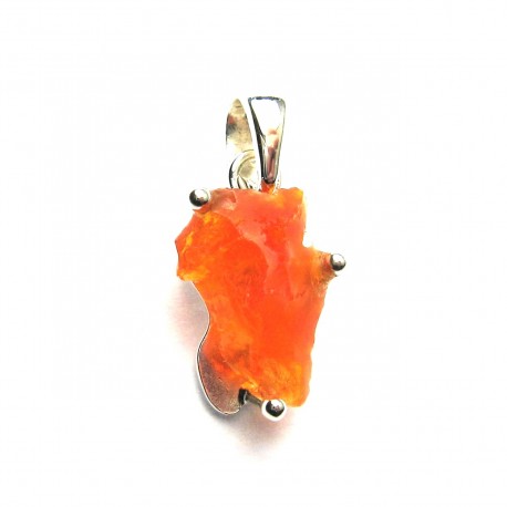 Feueropal roh mit Krampenfassung 925er Silber