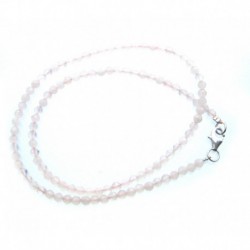 Kugel-Kette Rosenquarz facettiert 4 mm 45 cm lang 925er Silber