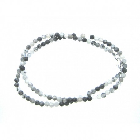 Kugel-Kette Turmalinquarz facettiert 4 mm 45 cm lang 925er Silber