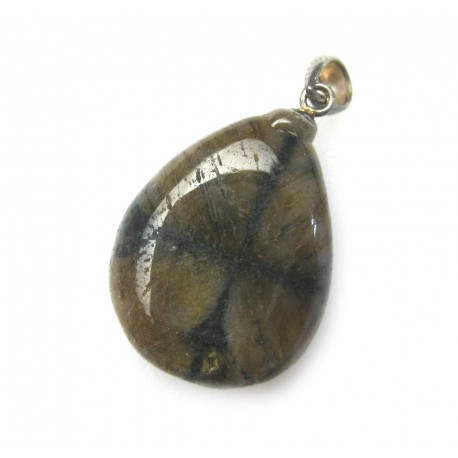 Trommelstein-Anhänger Chiastolith 925er Silber