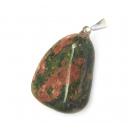 Trommelstein-Anhänger Epidot Unakit 925er Silber