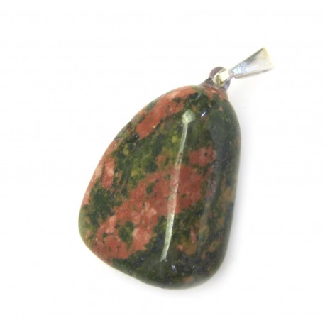 Trommelstein-Anhänger Epidot Unakit 925er Silber