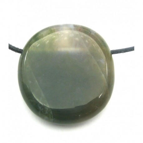 Scheibenstein gebohrt Moosachat grün (Chalcedon) 3-4 cm