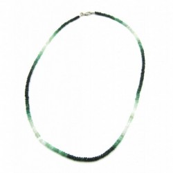 Kette Button facettiert Smaragd 2-3 mm im Verlauf 45 cm lang 925er Silberverschluß