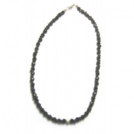 Kette Granat (gefärbt) 6mm facettiert und Splitter 925er Silber 43 - 44 cm lang