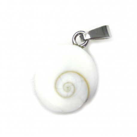 Trommelstein-Anhänger Muschel Operculum mit 925er Silber