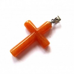 Anhänger Kreuz rund Aventurin Aventurinquarz orange 2x3 cm mit Öse