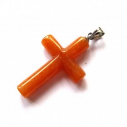 Anhänger Kreuz rund Quarz orange 2x3 cm mit Öse