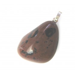 Trommelstein-Anhänger Obsidian Mahagony 925er Silber