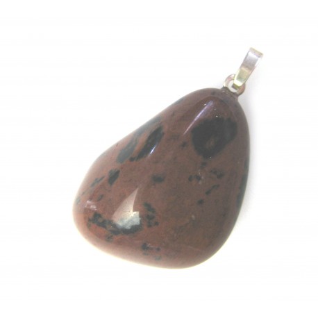 Trommelstein-Anhänger Obsidian Mahagony 925er Silber