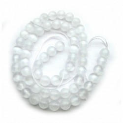 Strang Kugel Selenit (Fasergips) 8 mm 39 cm lang