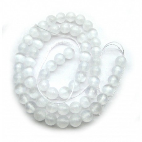 Strang Kugel Selenit (Fasergips) 8 mm 39 cm lang