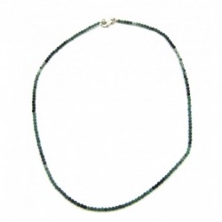 Kugel-Kette Turmalin blau-grün facettiert 2 mm 45cm lang 925er Silber