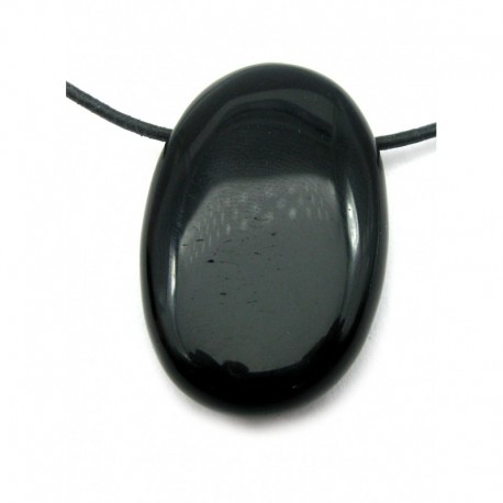 Linsenstein gebohrt Obsidian schwarz 2,5 x 4 cm