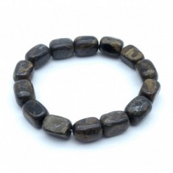 Nugget-Armband kleine Steine Bronzit quaderförmig (Ferro-Enstatit) 10 - 12 mm