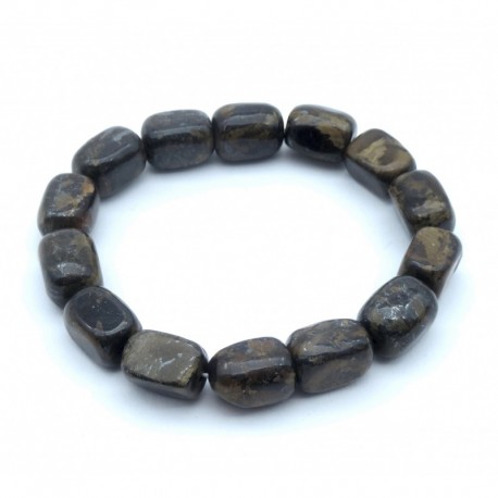 Nugget-Armband kleine Steine Bronzit quaderförmig (Ferro-Enstatit) 10 - 12 mm