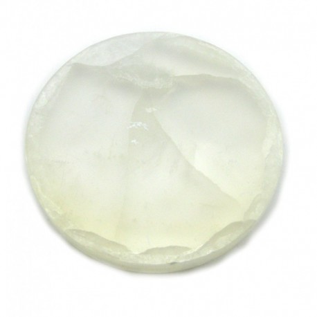 Scheibe Selenit (Fasergips) 13 cm Kanten mit leichten Fehlern