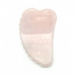 Gua Sha mit Zähnchen Rosenquarz (stabilisiert) 8,5 x 5 cm