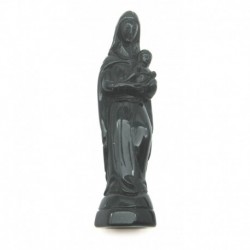 Gravur Maria mit Kind Obsidian schwarz 12 cm