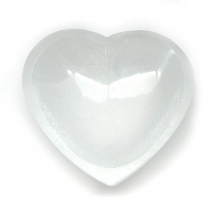 Schale Selenit Herz teils mit Klüften und Kanten 10 cm