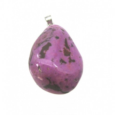 Trommelstein-Anhänger Calcit Kobaltcalcit 2 - 2,5 cm mit 925er Silber-Öse