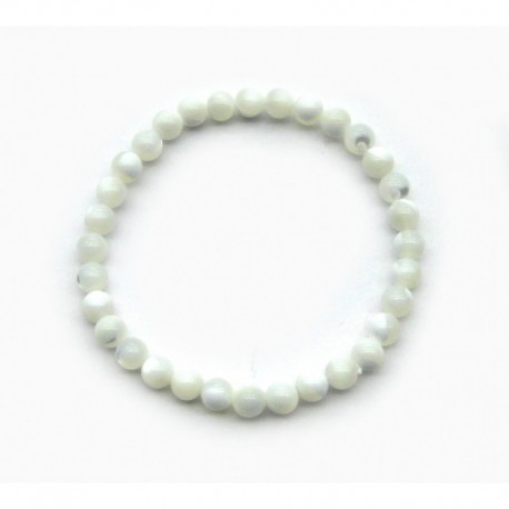 Kugel-Armband Perlmutt weiß 4 mm Kindergröße