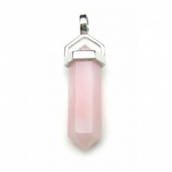 Anhänger Doppelspitze Opal pink rosa 2 cm in 925er Silber gefaßt