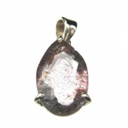 Anhänger Goethitquarz facettiert Tropfen, 12x27 mm, Krampenfassung, 925er Silber