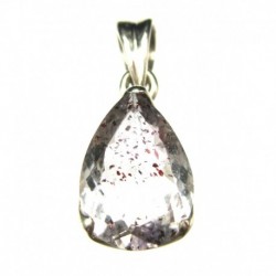 Anhänger Goethitquarz facettiert Tropfen, 10x25 mm, Krampenfassung, 925er Silber