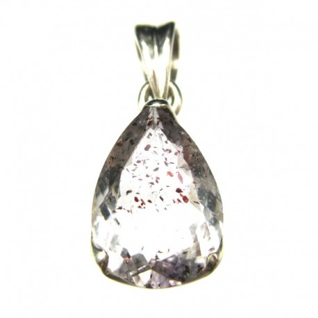 Anhänger Goethitquarz facettiert Tropfen, 10x25 mm, Krampenfassung, 925er Silber