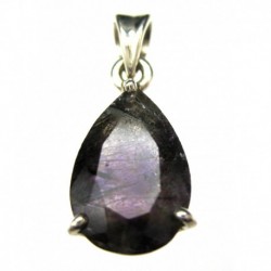 Anhänger Goethitquarz facttiert Tropfen, 10x25 mm, Krampenfassung, 925er Silber