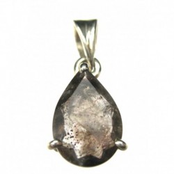 Anhänger Goethitquarz facettiert Tropfen, 7x19 mm, Krampenfassung, 925er Silber
