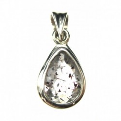 Anhänger Goethitquarz facettiert Tropfen, 10x20 mm, 925er Silber