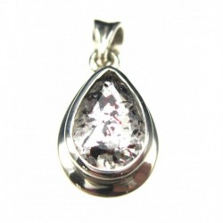 Anhänger Goethitquarz facettiert Tropfen, 12x18 mm, 925er Silber