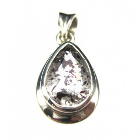 Anhänger Goethitquarz facettiert Tropfen, 12x18 mm, 925er Silber