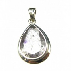 Anhänger Goethitquarz facettiert Tropfen, 17x30 mm, 925er Silber