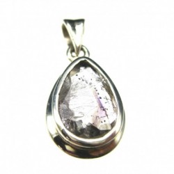 Anhänger Goethitquarz facettiert Tropfen, 11x25 mm, 925er Silber