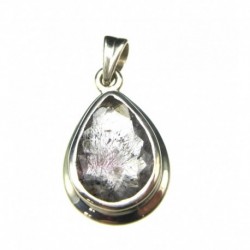 Anhänger Goethitquarz facettiert Tropfen, 14x28 mm, 925er Silber