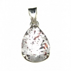 Anhänger Goethitquarz facettiert Tropfen, 11x25 mm, Krampenfassung, 925er Silber